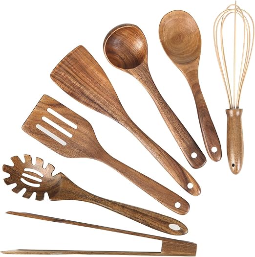 wooden kitchen cooking set