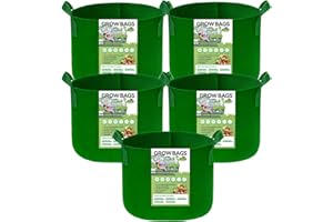 kopotma 10 Gallon Grow Bags, Grow Bags 10Gal Fabric Plant Grow Bags Fabric Planters Garden Bgas Fabric Pots Tomato Planter Bags, 5-Pack, Green