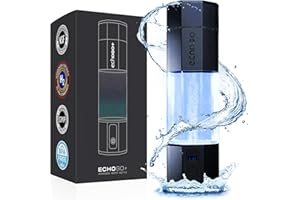ECHO WATER Echo Go+ Hydrogen Water Bottle - Water Ionizer Up to 4.5PPM - SPE & PEM Hydrogen Water Generator - Alternative to Hydrogen Water Pitcher - Black Hydrogenated Water Bottle