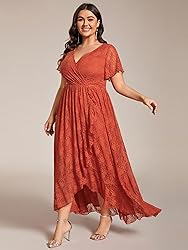 Ever-Pretty Plus Women's V Neck Ruffles Sleeves