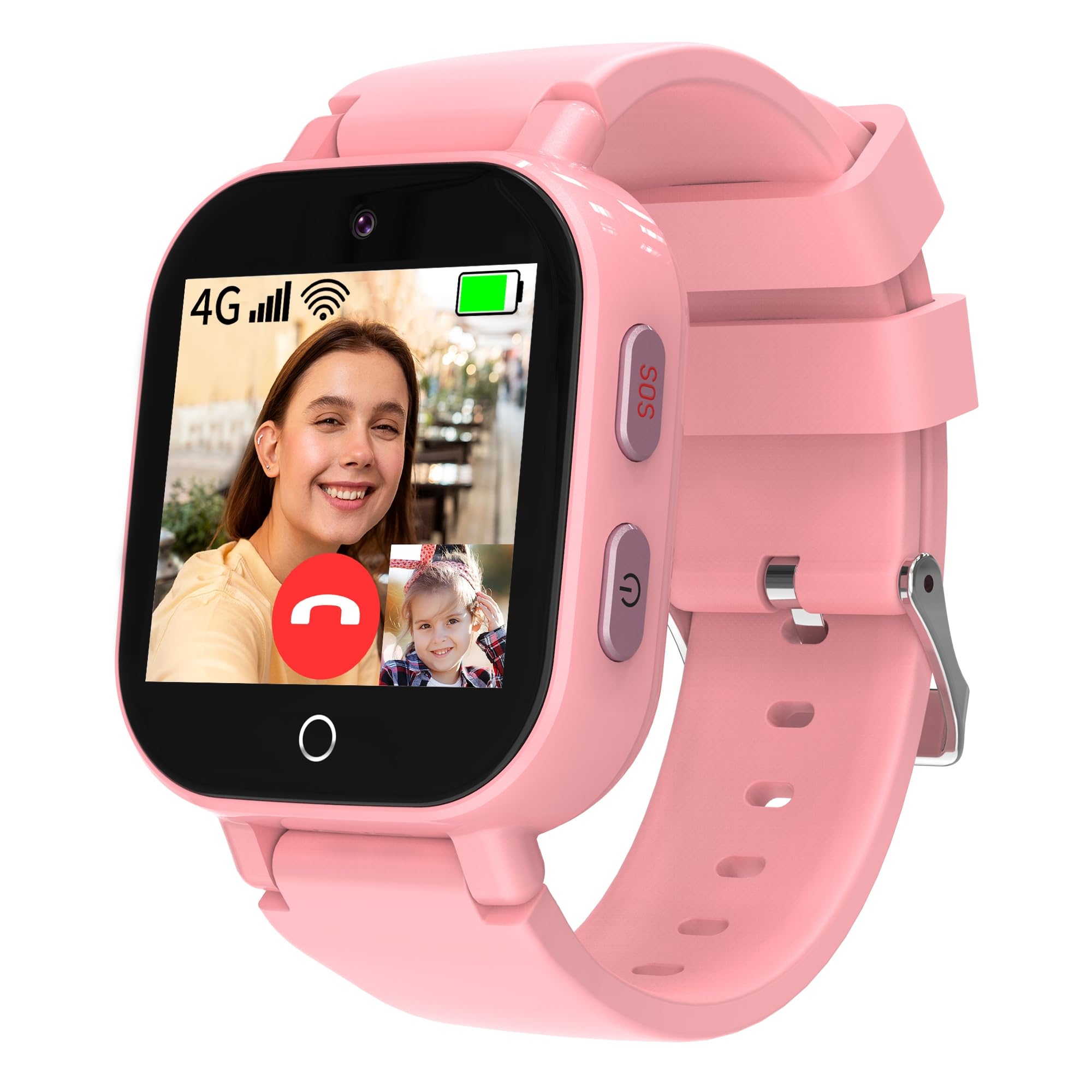 4G Kids Smart Watches Girls with GPS Tracker & Video Calling Texting, Kids Cell Phone Watch Age 4-12, Waterproof One-Key SOS Call Voice Chat Camera Alarm Pedometer GPS Tracker Watch for Kids Gift