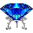 Adwikoso Large Crystal Diamond Paperweight with Stand Jewels Wedding Decorations Centerpieces Home Decor 3.15 inch (Blue)