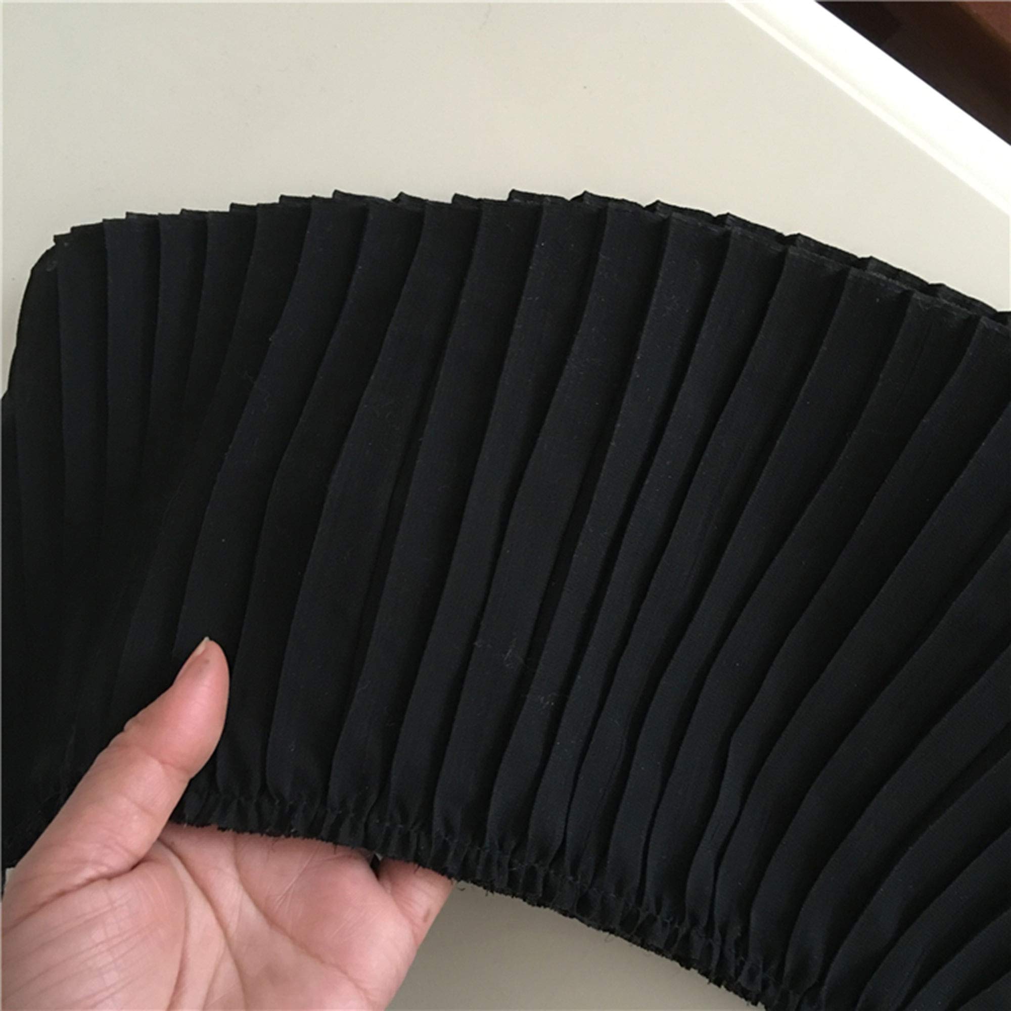 Chiffon Pleated Fringe Pure Color Chiffon Lace Trim Sewing Accessories for Dress Hem,Shorts 6.7 inches Width 2 Yards (Black)