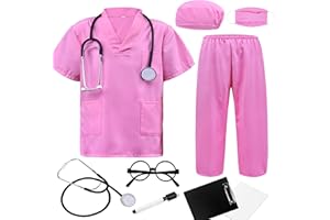 ZZIHAN Doctor Scrubs Set,Doctor Kit for Kids,Doctor Costume With Pretend Play Playset for Kids 3-12Years
