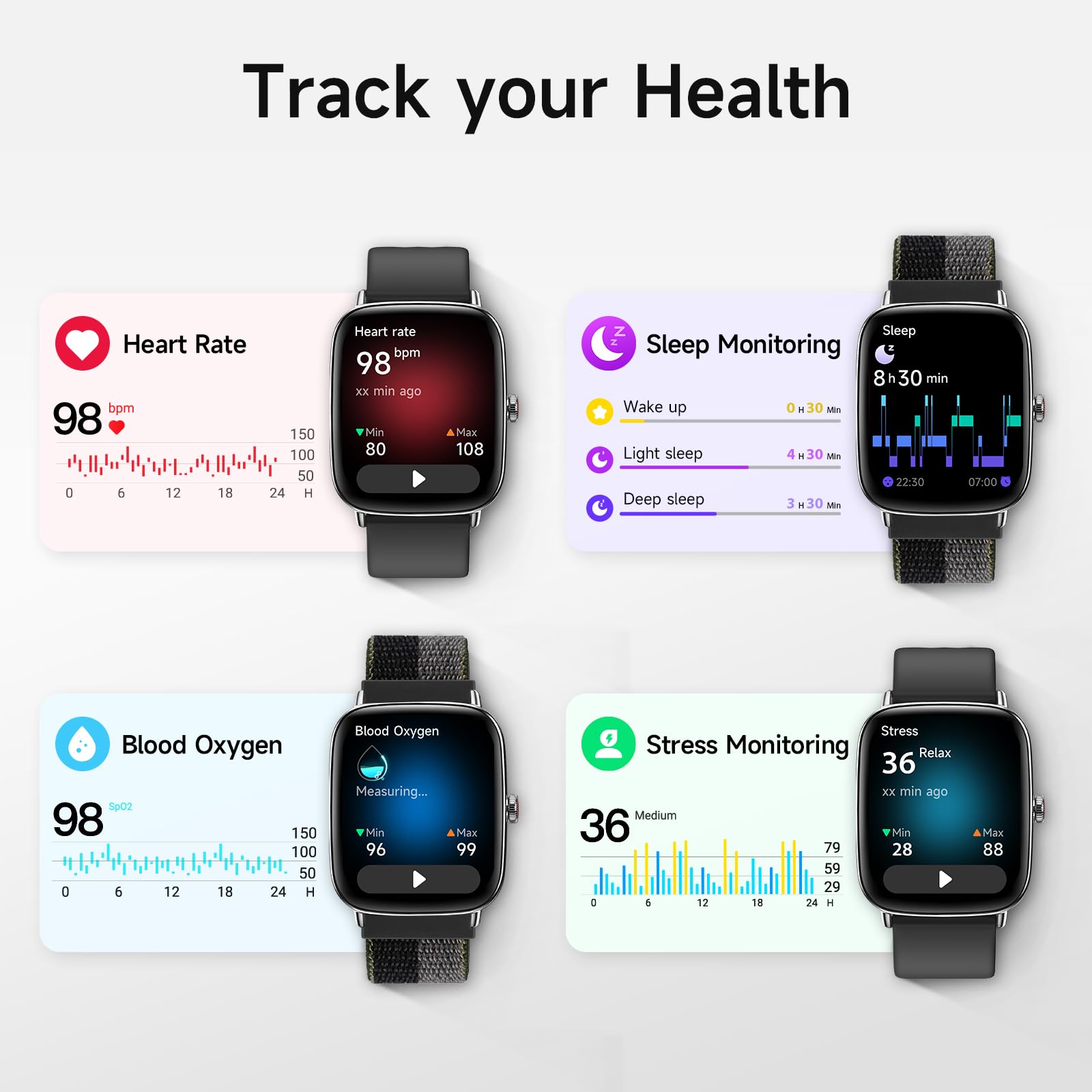 Smart Watch for Men Women, 1.85