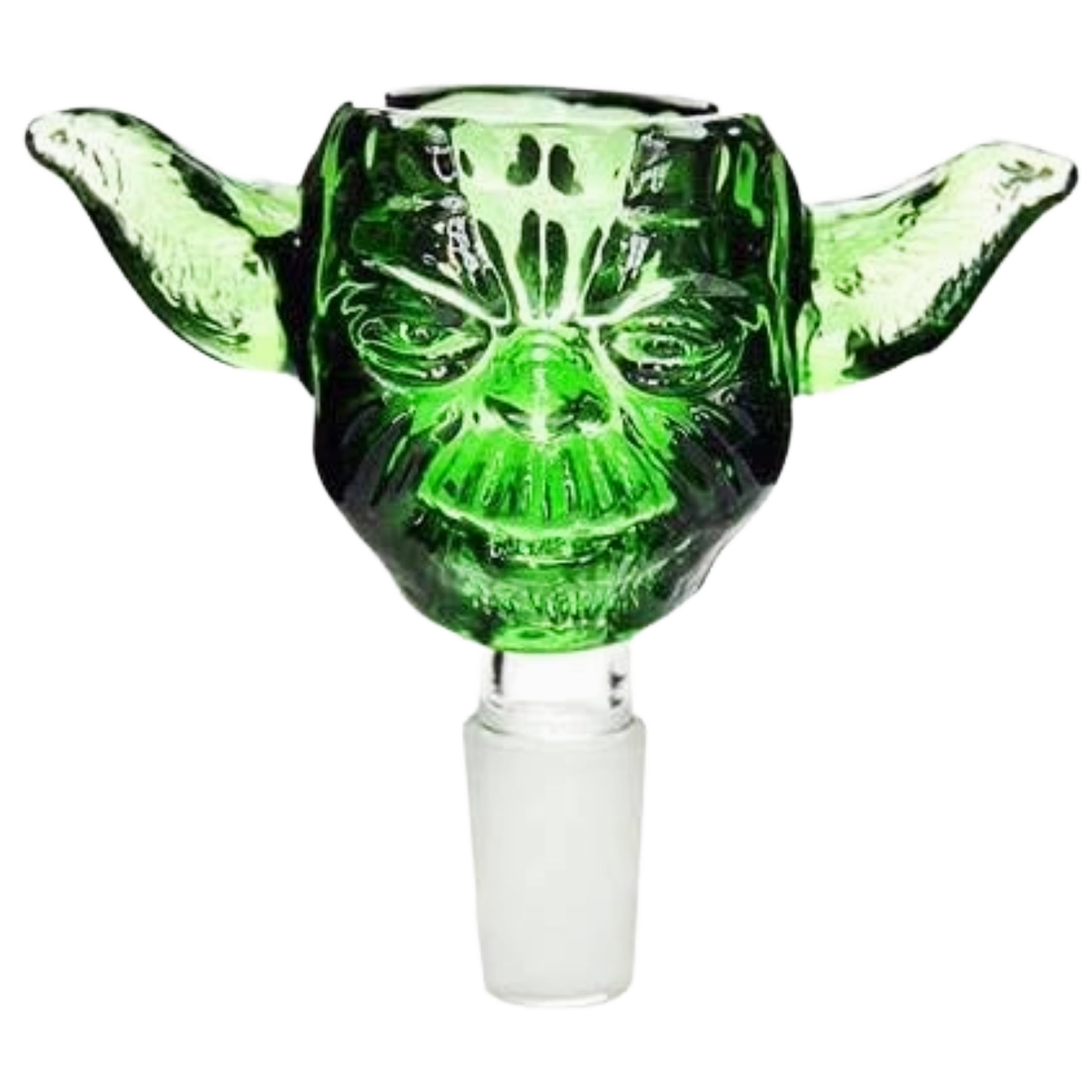 UkGlass 14mm Glass Bowl Green Head Smoking Bowl Slider Male for Glass Accessories (14mm Male)