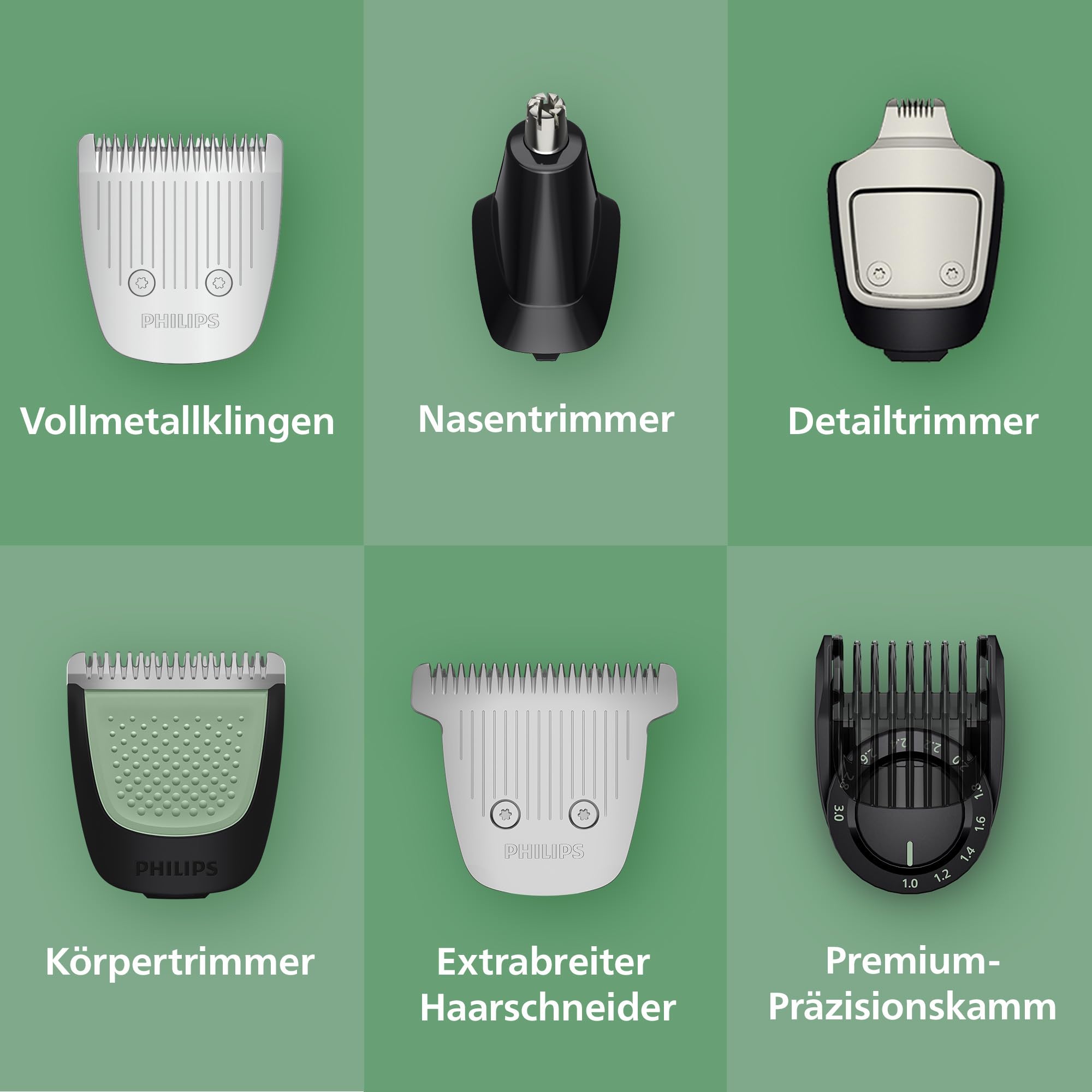 PHILIPS Multigroom 7000 für Herren - All-in-One 19-teiliger Barttrimmer und Haarschneider für Gesicht, Kopf und Körper, selbstschärfende Klingen, 26 Längeneinstellungen (0,5-20 mm), MG7962/30 4