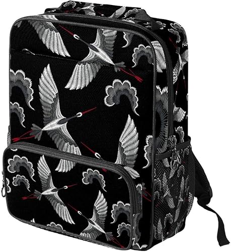 Amazon Co Jp Mystage マザーズバッグ リュック レディース 鶴柄 雲柄 リュックサック メンズ 学生 大人 通学 通勤 旅行 おしゃれ アウトドア 男女兼用 シューズ バッグ