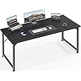 Huuger Modern Simple Desk - 55 Inch Office & Gaming Desk with Storage, Black Metal Frame, Large Legroom