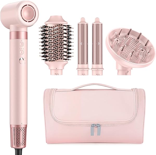 MESCOMB 5-in-1 Hairstyler & Airstyler mit Ionen Föhn & Auto-Lockenstab Set | Professionelles Styling, Volumen, Locken & Trocknen ohne Hitzeschäden – Mit Diffusor & Reisetasche