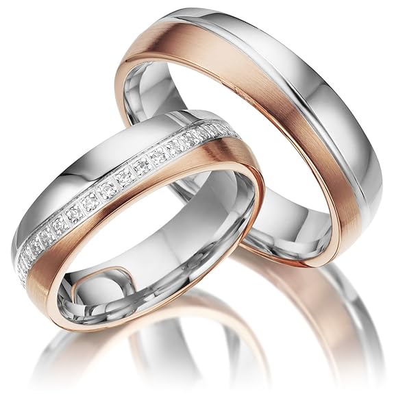 2 Trauringe aus 925 Silber PAARPREIS mit Gravur und Steinbesatz AG.37.925 Gratis zusätzlich ein Multisizer zur Größenermittlu