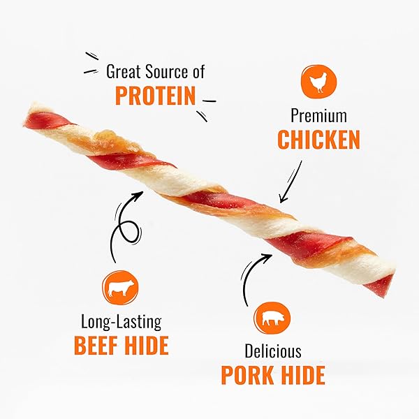 GOOD’N’FUN TRIPLE FLAVOR TWISTS, DOG CHEW STICKS, PREMIUM CHICKEN AND BEEF HIDE TREATS FOR DOGS, 70 COUNT