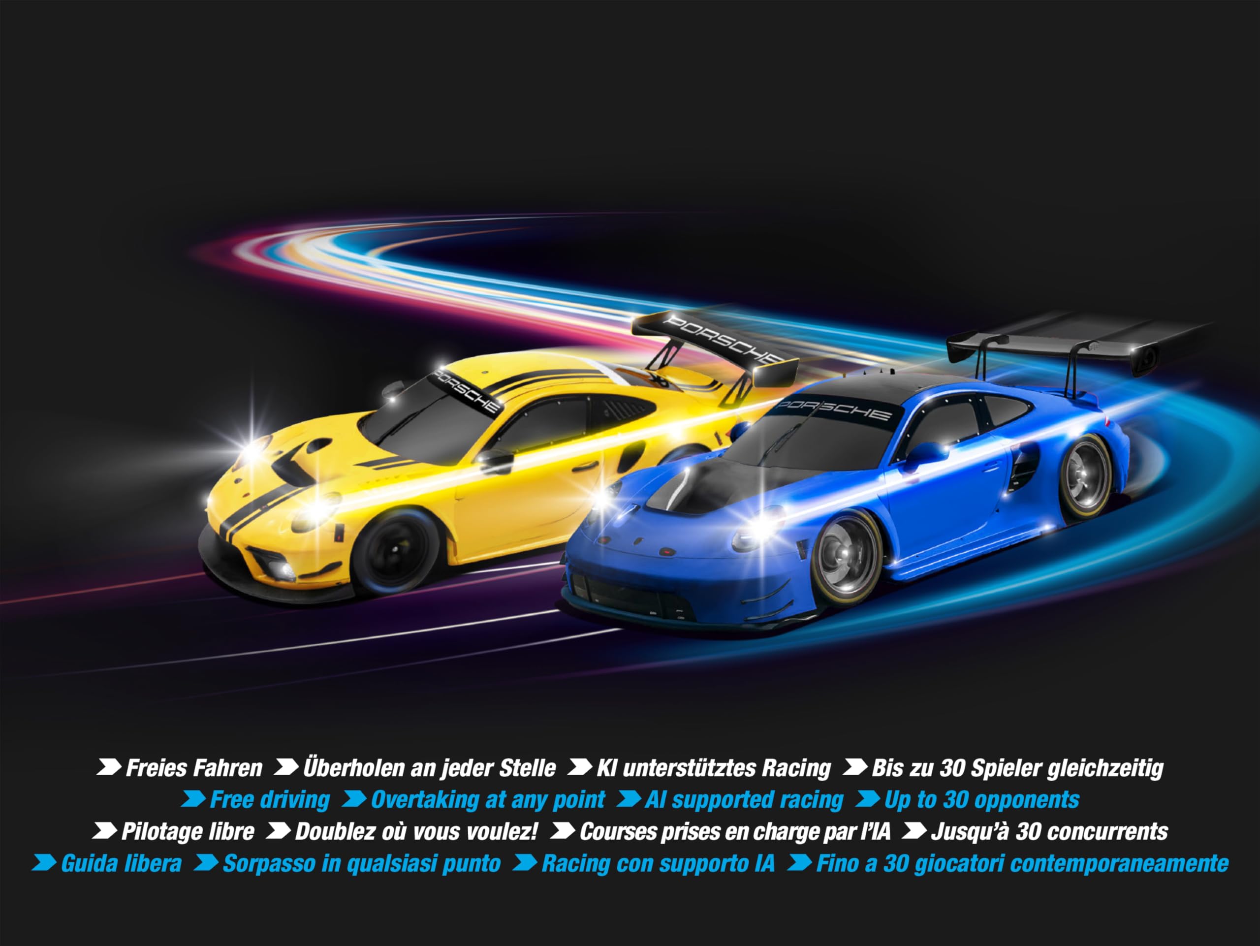 Carrera HYBRID Runway Chase - Rennspaß der neuen Generation - Legendärer Porsche 911 GT3 R im Maßstab 1:50 - Hybrid Technologie mit KI-Unterstützung - Steuerung per Smartphone-App - Amazon Exklusiv 3