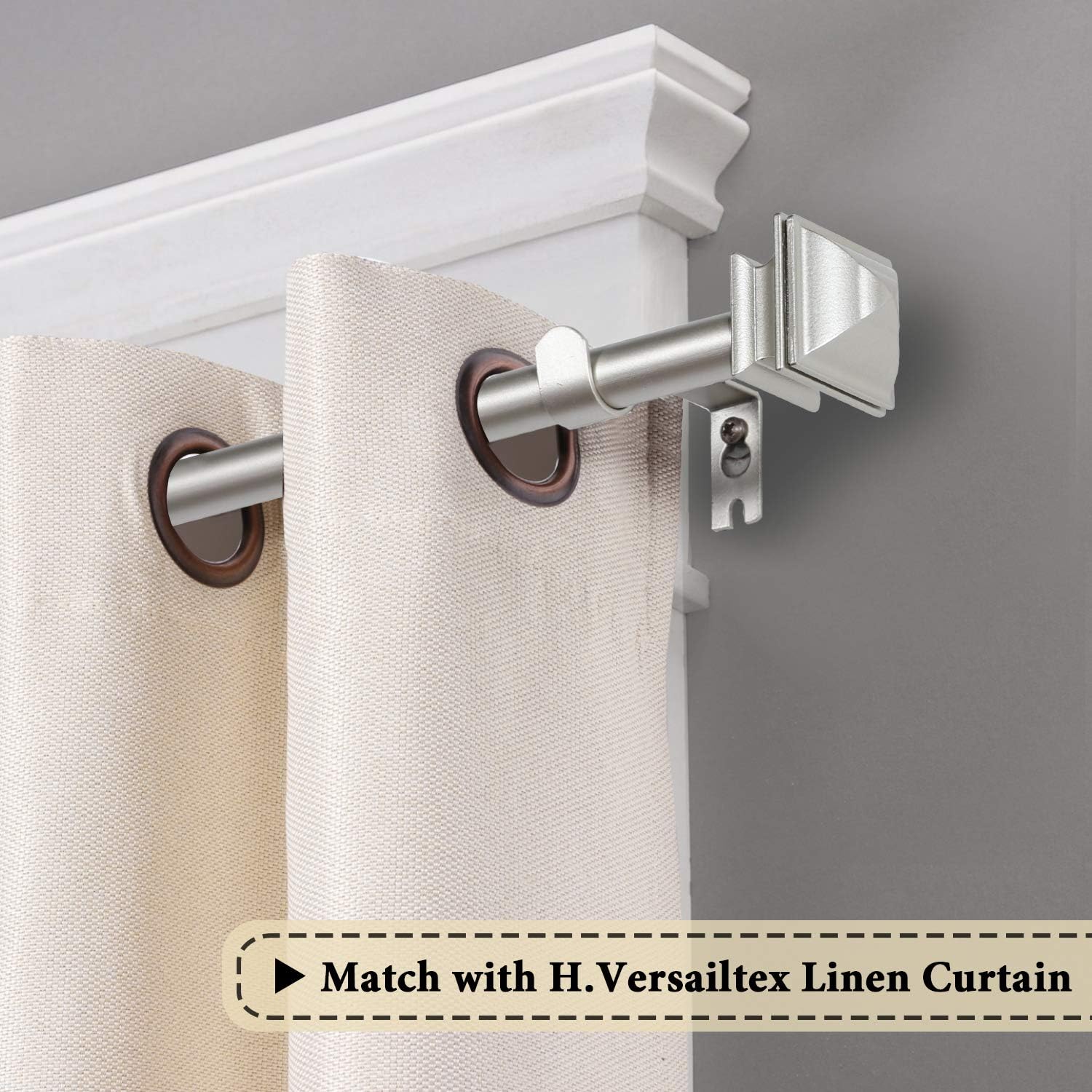 Window Curtain Rod Telescoping Single Drapery Rod Sets with Square Finials, Adjustable Length from 48 to 84-Inch, 5/8 Inch Diameter, 2 Pack, Nickel: Home Improvement