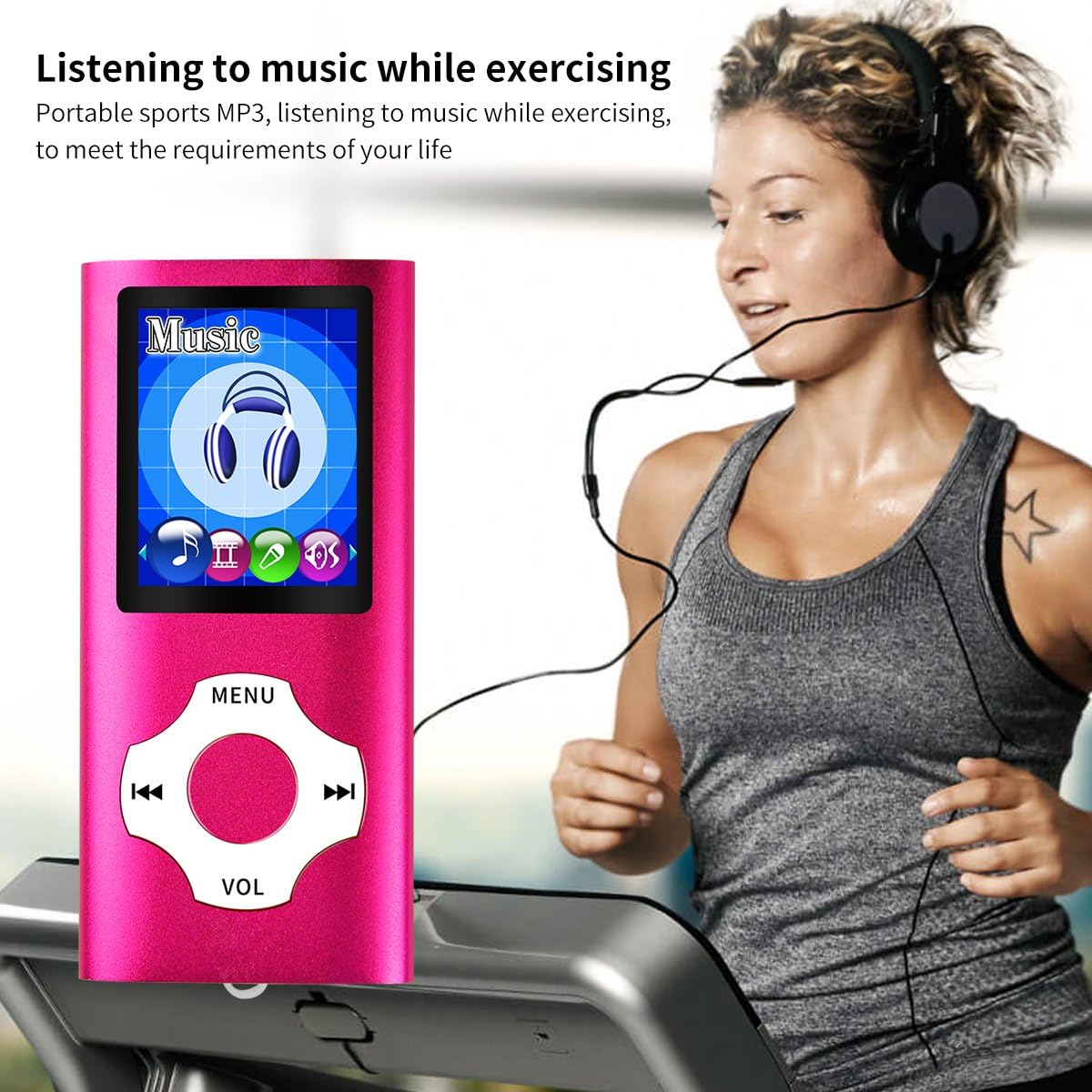 Mymahdi MP3/MP4 Portable Player,1.8 Inch LCD Screen,Max Support 64GB,Pink: Electronics