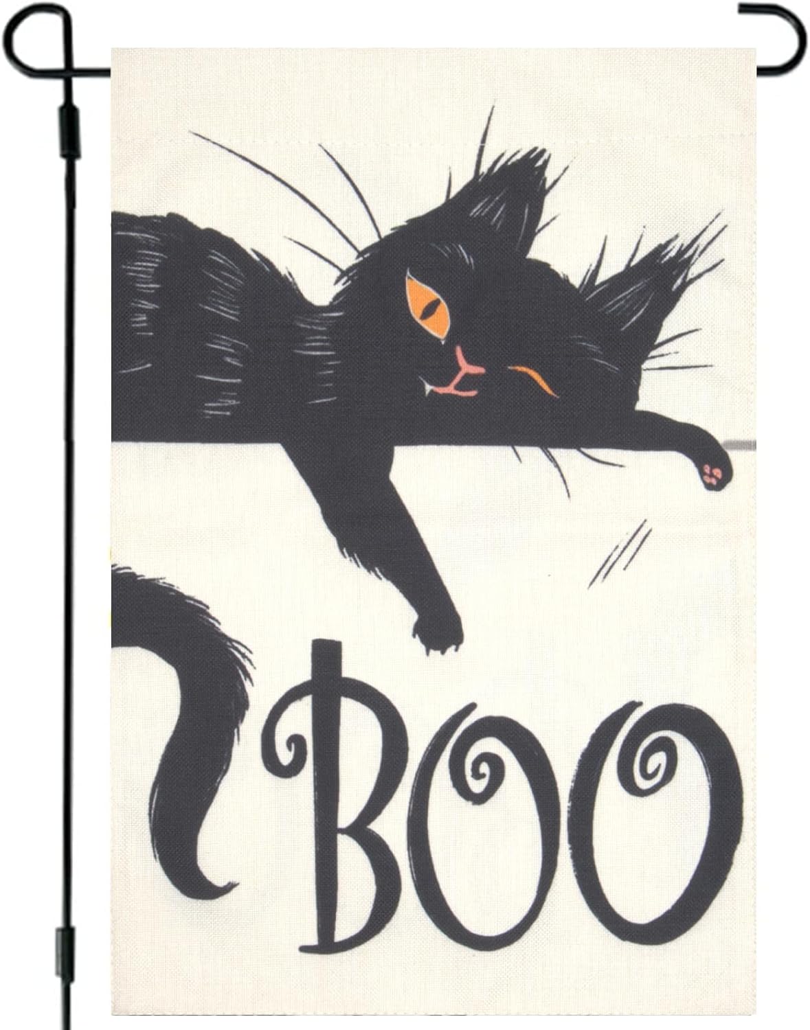 Flags - Halloween Garden Flag Double Sided,12×18 Inch Boo Cat Halloween Decorations Outdoor,Burlap Rustic Garden Decor for Farmhouse Yard Front Porch