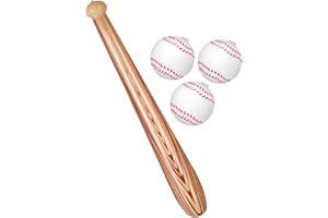 Kacctyen 4 Pieces Inflatable Baseball Set, Includes Baseball Bat and 3 Baseball Plastic Bat Inflatable Baseball Bat for Adults Outdoor Yard Backyard Garden Playing(Baseball)