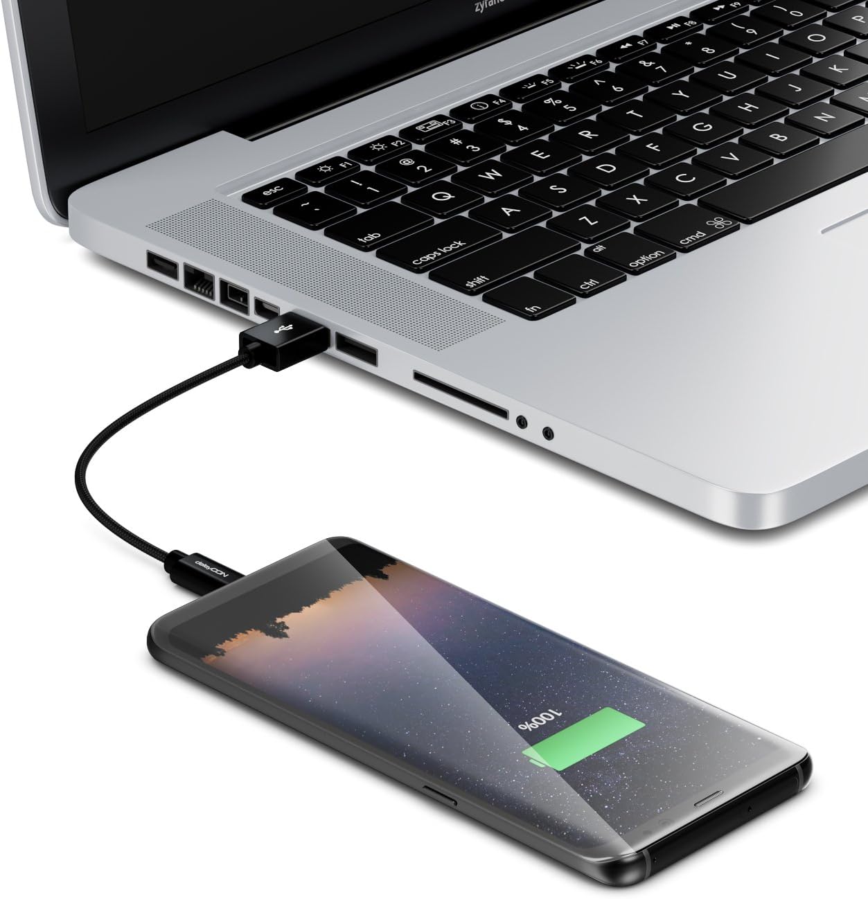 deleyCON 0.15m (5.91 Inch) Nylon Micro USB Cable + Metal Plug - Charger Cable Data Cable Quick Charge Cable - Smartphone Tablet PC Laptop Notebook - Black - Image 5