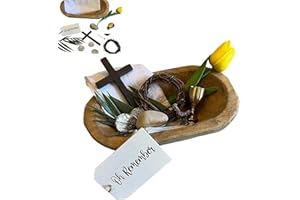 Oh Remember Kit,Easter Resurrection Symbols Keepsake Set with Wooden Bowl,Cross,Crown of Thorns,Christian Decorations Tray,Ch