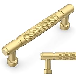 Amerdeco 10 Pack Brushed Gold knurled Cabinet Pulls
