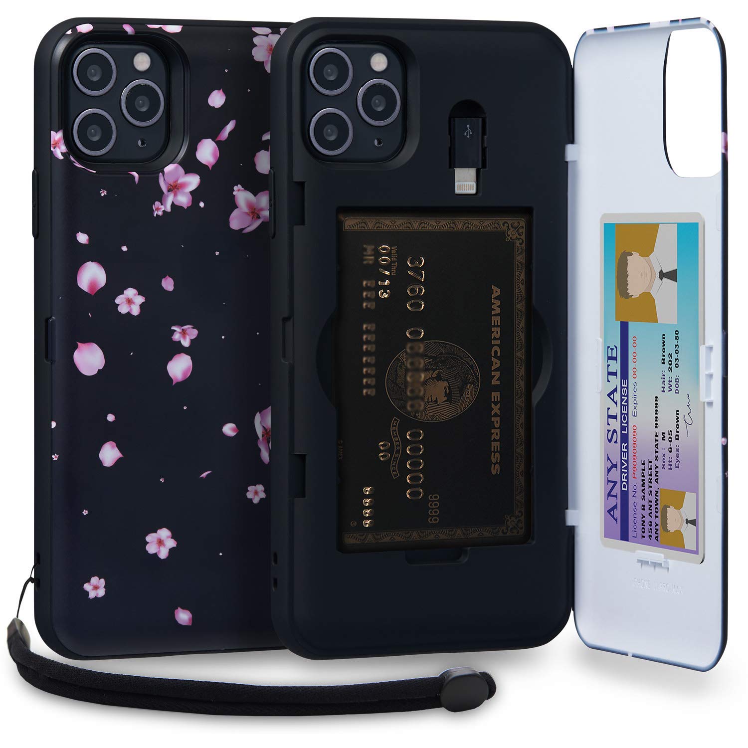 TORU CX PRO for iPhone 11 Pro Max Case Wallet | Protective Shockproof Heavy Duty Cover with Hidden Card Holder & Card Slot |Wrist Strap, Lightning Adapter Mirror Included - Flowers — image 1