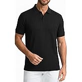 SAMERM Mens Knit Polo Shirts Short Sleeve Textured Casual Polo Shirt Fashion Stylish Lightweight Breathable T Shirt for Men