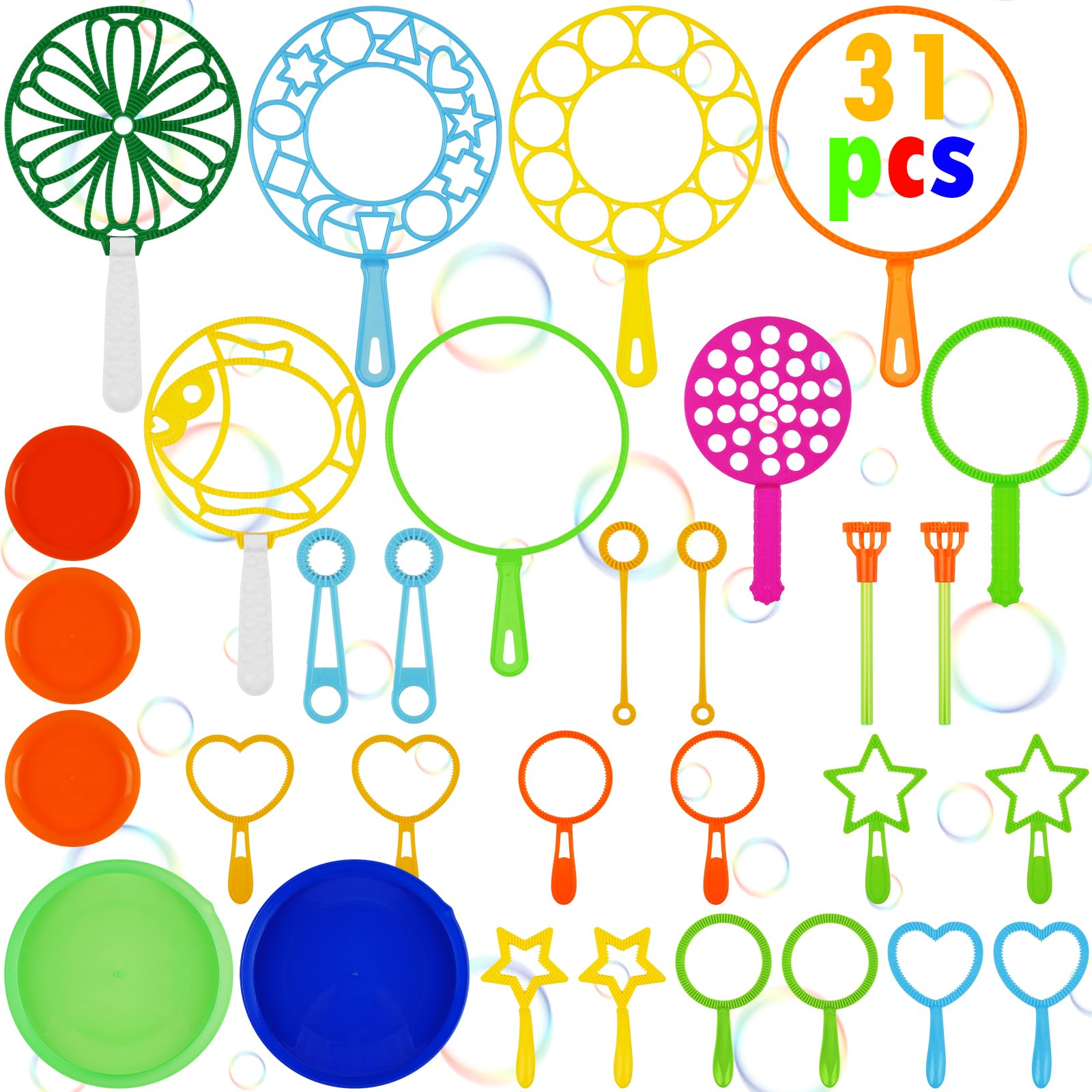 OSDUE Bubble Wand Kit for Kids - Giant Making Tools With 31pcs for Summer Garden Outdoor Activity Games Party Favors