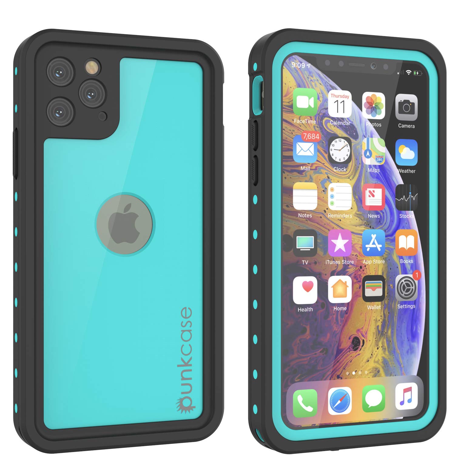 PunkCase iPhone 11 Pro Waterproof Case [StudStar Series] [Slim Fit] [IP68 Certified] [Shockproof][Dirtproof][Snowproof] 360 Full Body Armor Cover Compatible With Apple iPhone 11 Pro (5.8") [Teal]