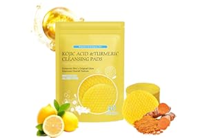 MUOCOBU Turmeric Cleansing Pads, Turmeric Kojic Acid Pads for Dull Skin, Turmeric Cleansing Pads for Face, Helps Balance Skin Oil And Water (Yellow)