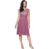 Alex Evenings Women's Short Sleeveless A-line Gown with Embroidered Empire Bodice, Cocktail Dress for Special Occasions