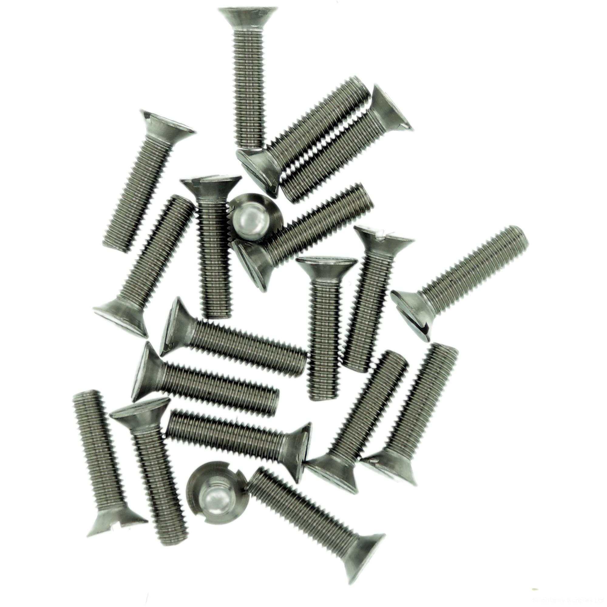 M1.6 (1.6mm x 8mm) Slot Countersunk Machine Screw (Bolt) - Stainless Steel (A2) (Pack of 20)