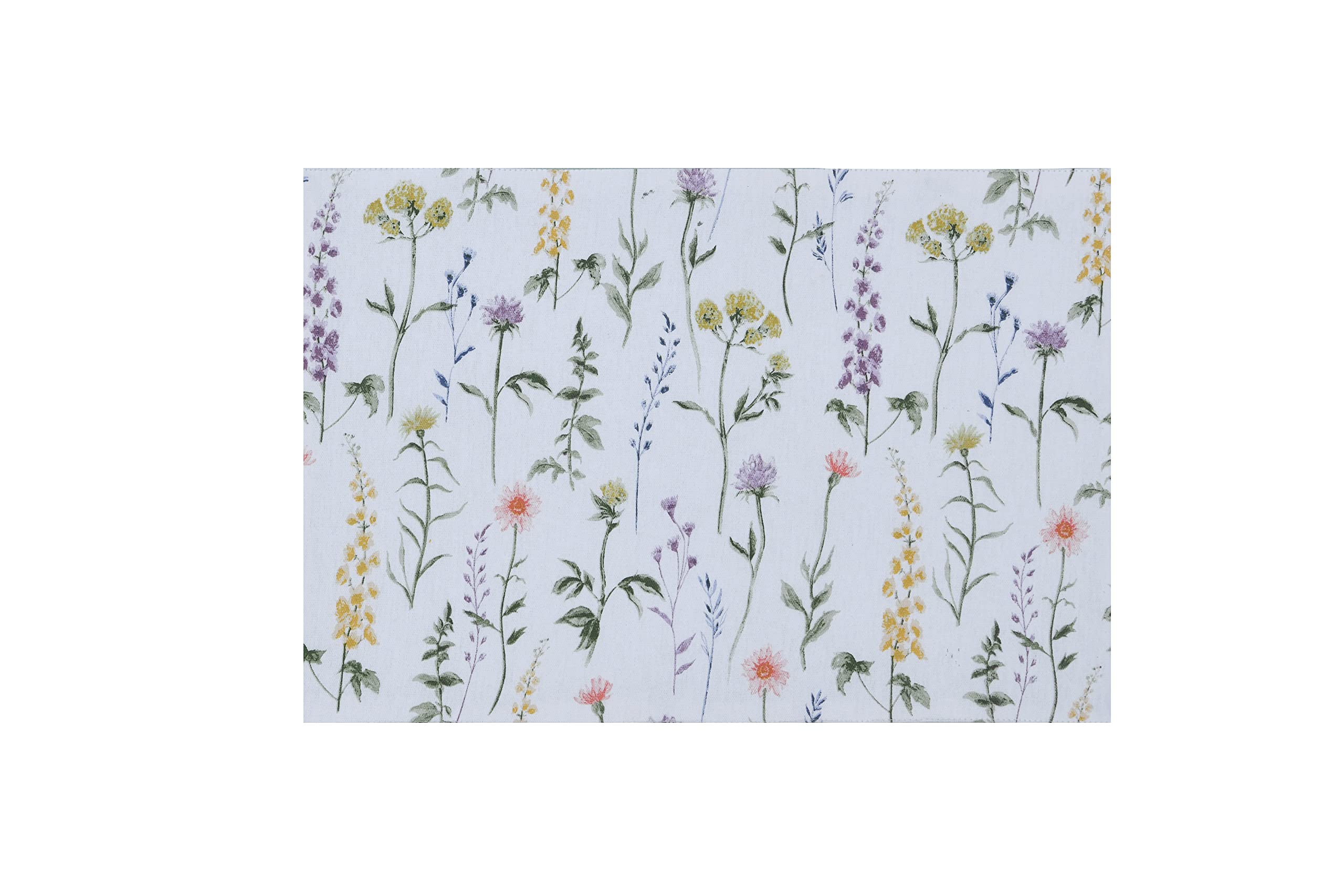 Sleepdown Meadow Floral Printed Table Placemats - Ideal for Kitchen Dining Table - Non-Slip Washable Heat Resistant - Pack of 4 - White - 49cm x 32cm — image 1