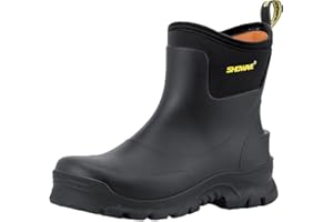 Showave Men's Short Rubber Rain Boots Waterproof Mud Booties for Outdoor Working Insulation Garden Farm Boot Lightweight Slip