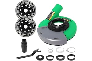 4.5"-5" Universal Surface Dust Shroud for Angle Grinder + 2 PCS Diamond Grinding Cup Wheel 5", Adjustable Sliding Cover, Grin