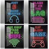 Biufo 4 Pieces Game Room Wall Art Decor, Gamer Symbol Canvas Poster, Gaming Sign Picture, Teen Boy Playroom Bedroom Decor (10