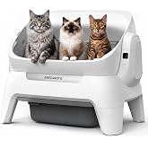 Meowant Automatic Litter Box, Extra Large Space, Safety Infrared Sensors | Open Top Self Cleaning Litter Box for Large &amp; Multiple Cats, Anti-Pinch, APP Control,12L Waste Bin, Odor Free