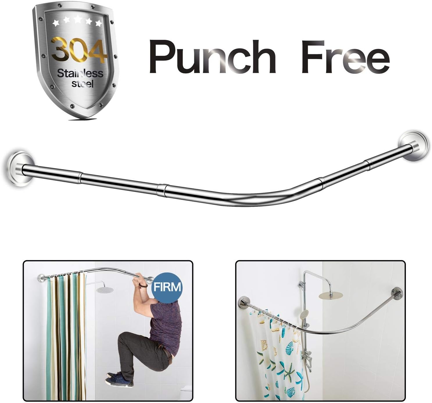 Best no drill curved shower rod Best Home Life