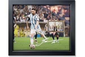 sufenvera Signed Lionel Messi World Cup 2022 Film Photo Collage,Messi Memorabilia Framed Poster, Gifts for Soccer Ball Fans on Birthday Thanksgiving Christmas 10x8 Inches