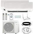 Daikin 24,000 BTU (12K + 12K) 21SEER2 Dual Zone Mini Split Wi-Fi Enabled Air Conditioner Heat Pump R-32 System with Maxwell 15 ft. Installation Kit and Wall Mounting Bracket.