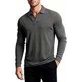 Allthemen Mens V-Neck Sweater Long Sleeve Knit Polo Shirts Lightweight Ribbed Pullover Sweatshirt
