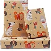 AircooL Dog Wrapping Paper, Puppy Paw Birthday Gift Wrap Paper, 6 Folded Sheets 30 x 20 Inch Dog Gift Paper for Kids Boys Girls Family Friends Kids Christmas Holidays