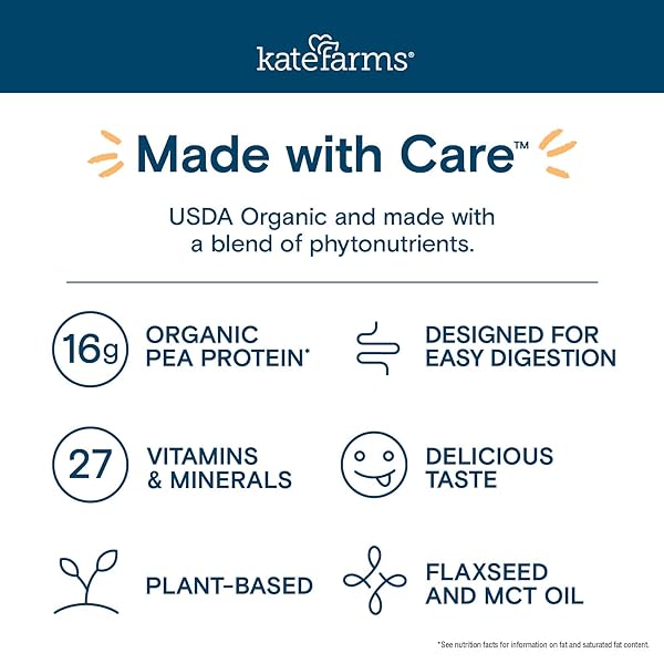 KATE FARMS ORGANIC NUTRITION SHAKE, CHOCOLATE, 16G PROTEIN, 27 VITAMINS AND MINERALS, PROTEIN MEAL REPLACEMENT DRINK, PROTEIN SHAKE, 11 OZ (12 PACK)