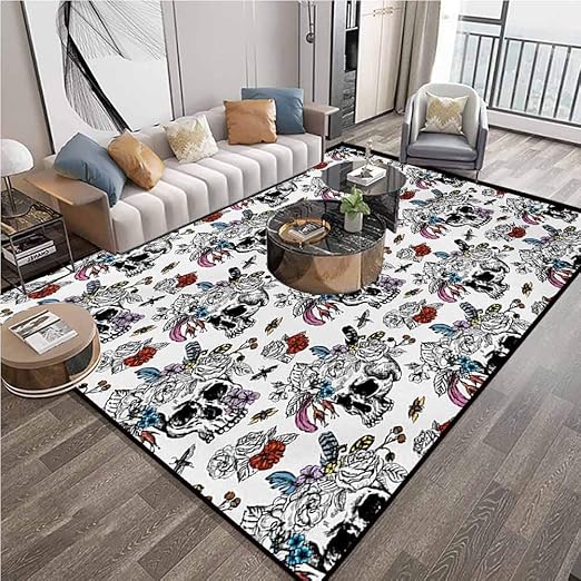 Amazon Com Bedroom Area Rugs Carpet 4x6 Gothic Abstract Floor Decor Contemporary Runner Floor Carpet With Anti Static Lock Edge Perfect For Indoor Living Room And Bedroom Multicolor Kitchen Dining