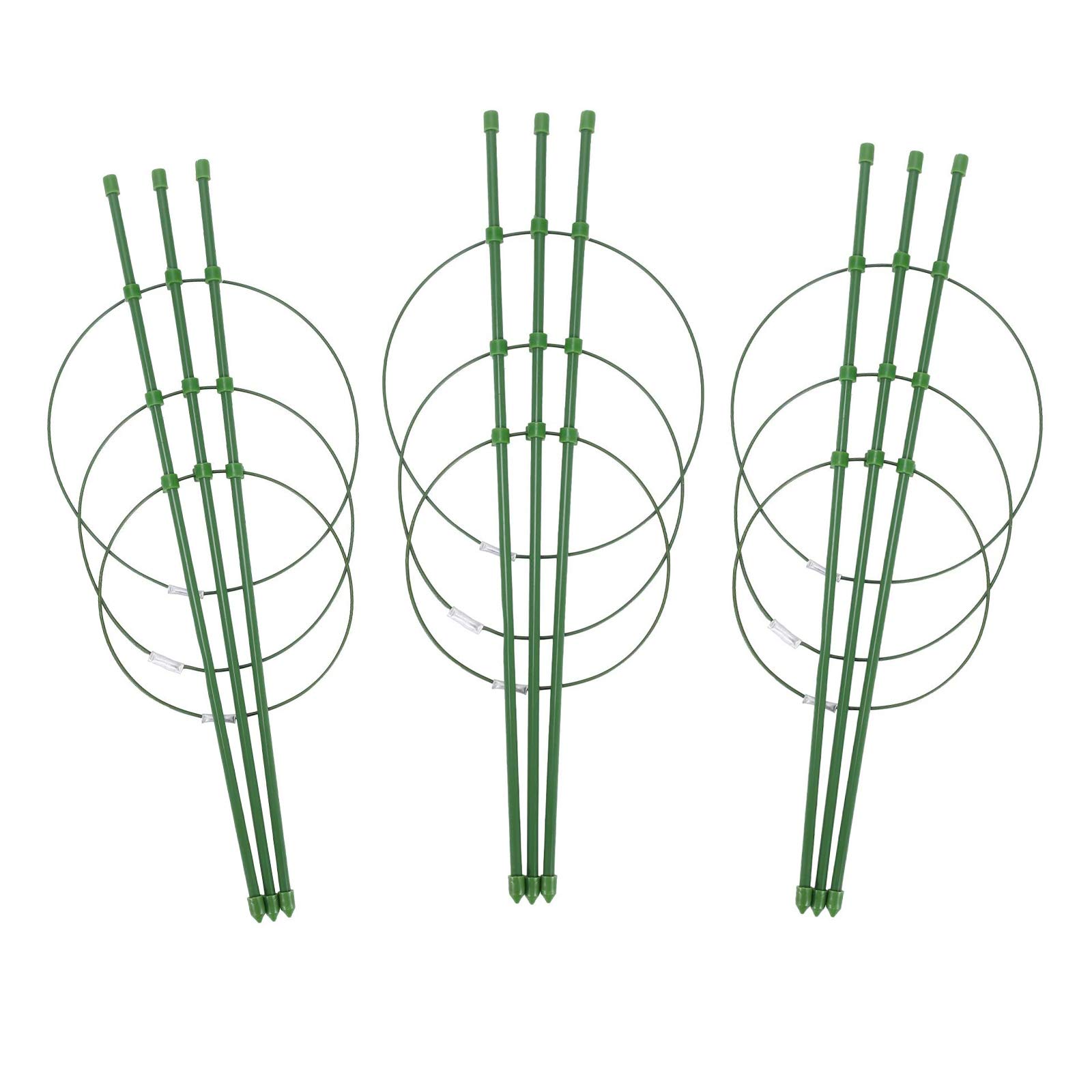 HOPATE 3Pcs Plant Support Ring Garden Plant Supports Stakes Tomato Cage Plant Support with Adjustable Rings 14/16/18cm for Small Climbing Vine Vege Flower Fruit Pea Indoor Outdoor Plants