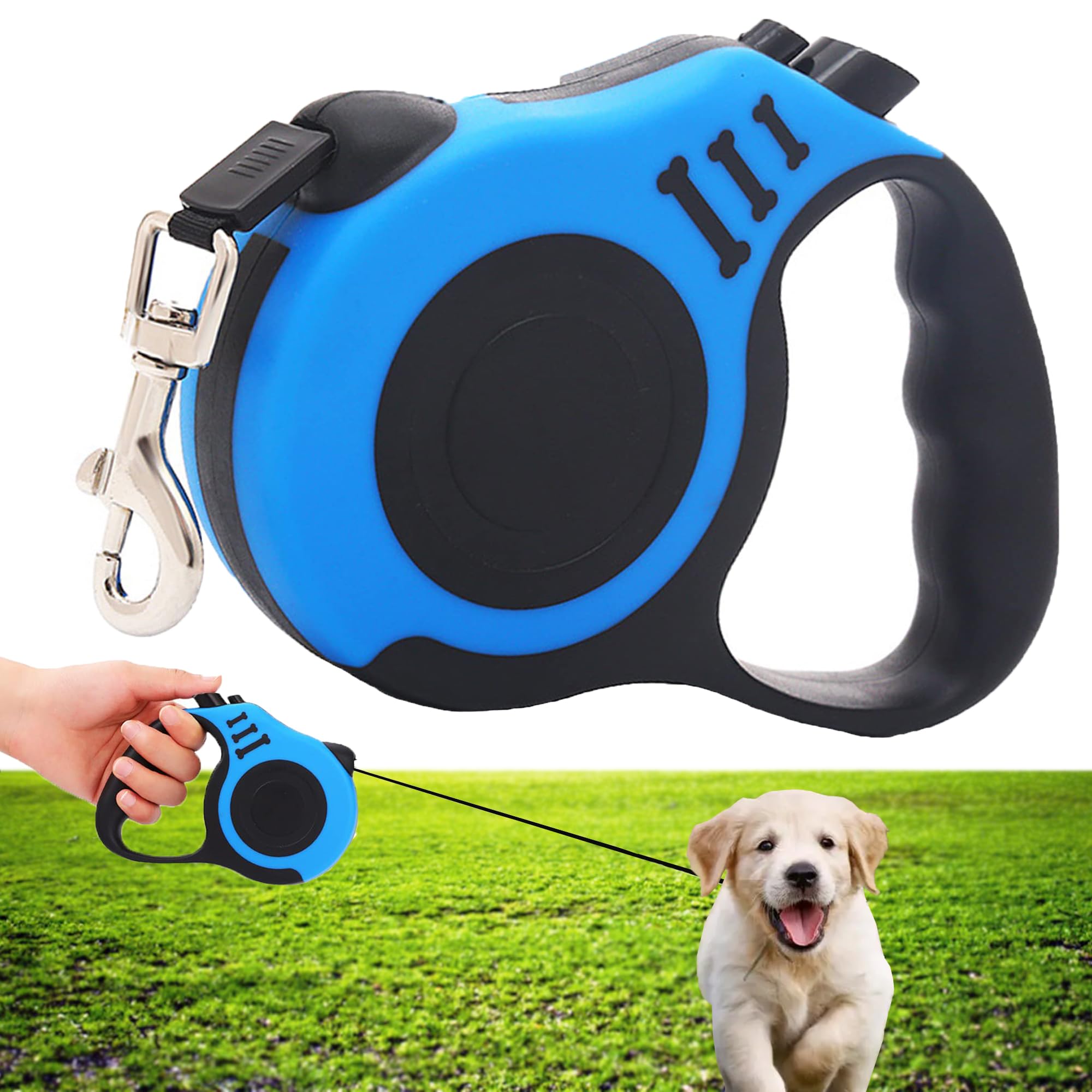 CINY Retractable Dog Leash, Automatic Telescopic Nylon Pet Leash Tractor for Small and Medium Cats, 360° Tangle-Free (Extends 5m)