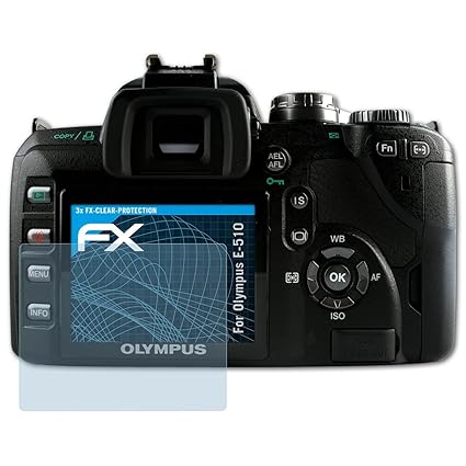 atFoliX Schutzfolie kompatibel mit Olympus E-510 Folie, ultraklare FX Displayschutzfolie (3X)