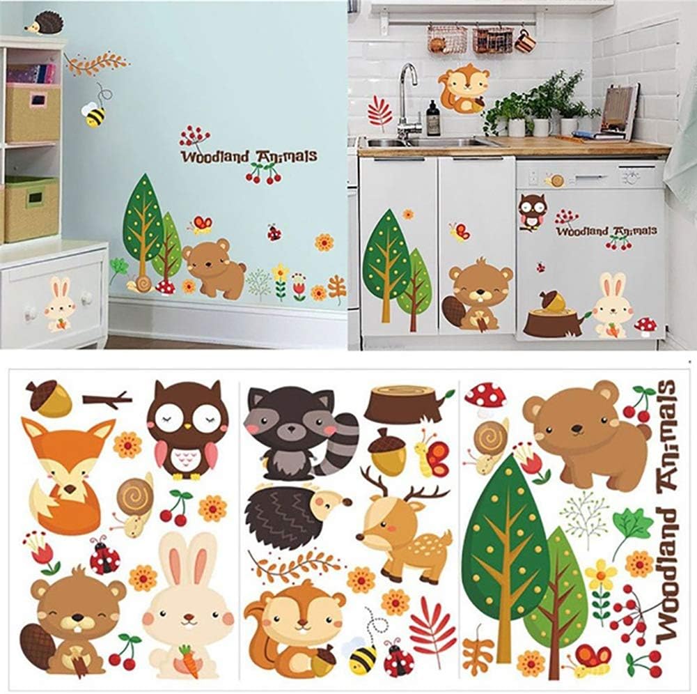 Polytree Wall Sticker, Woodland Animals Sticker DIY Art Decals for Kids Nursery Bedroom Living Room Decor