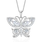 Vesitim Womens Butterfly Necklace Sterling Silver Butterfly Jewelry Birthstone Pendant Necklace