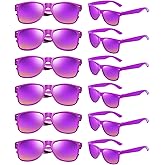 Geopty 12/24 Pack Wholesale Colorful Mirror Reflective Sunglasses Bulk, Neon 80s 90s Sunglasses Party Favors Unisex