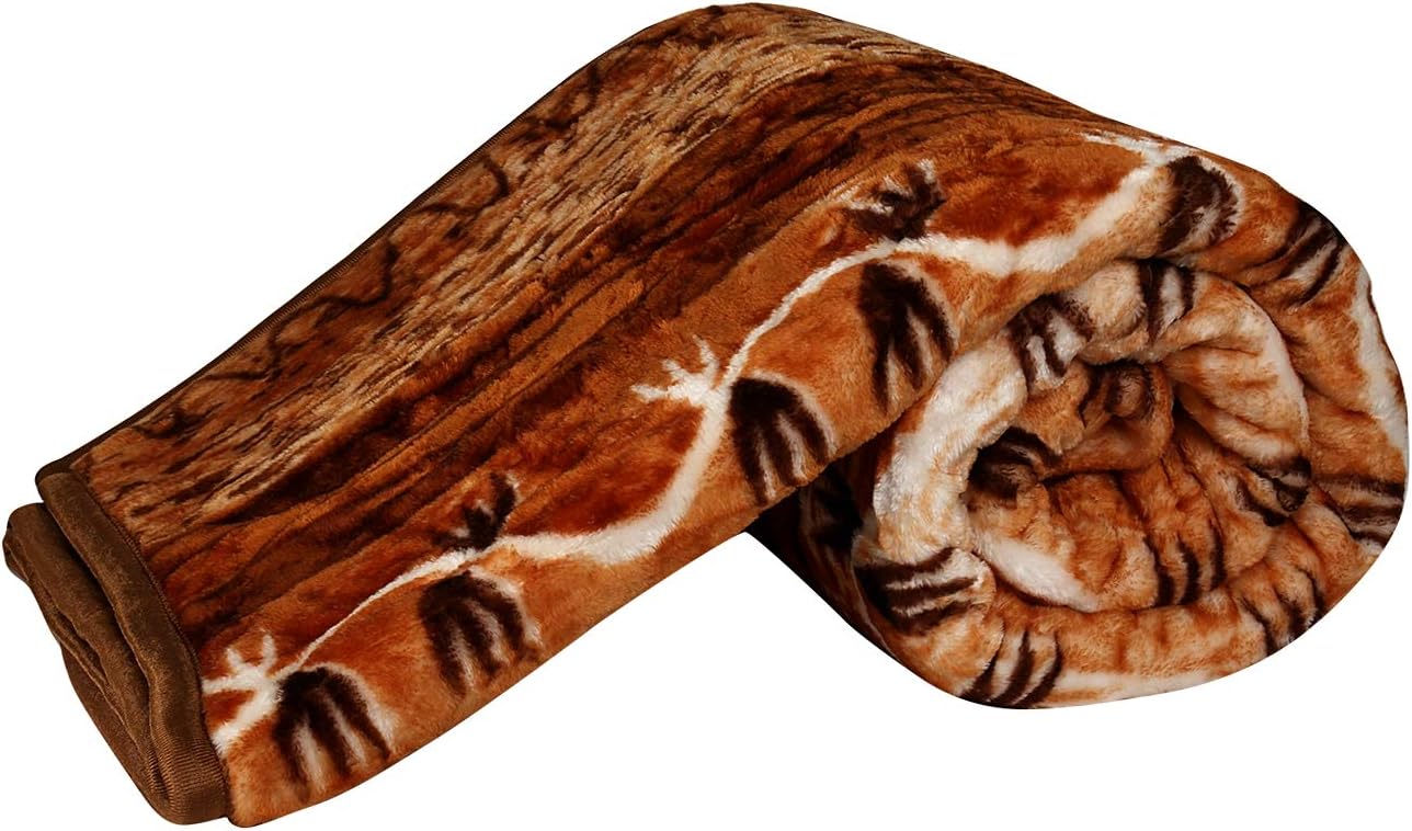 Acmura Polyester 650 TC Blanket (Brown & Orange_Double)